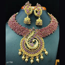 Jain Jewellers Gold Plated Pota Stone Necklace Set - 11061574