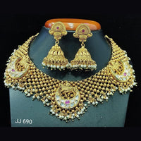 Jain Jewellers Gold Plated Pota Stone Necklace Set - 11061575