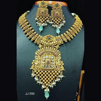 Jain Jewellers Gold Plated Pota Stone Necklace Set - 11061580