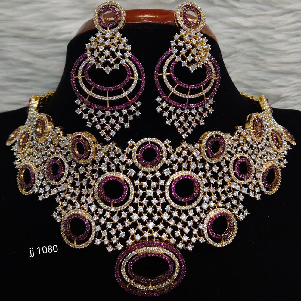 Jain Jewellers American Diamond Necklace Set - 11061590