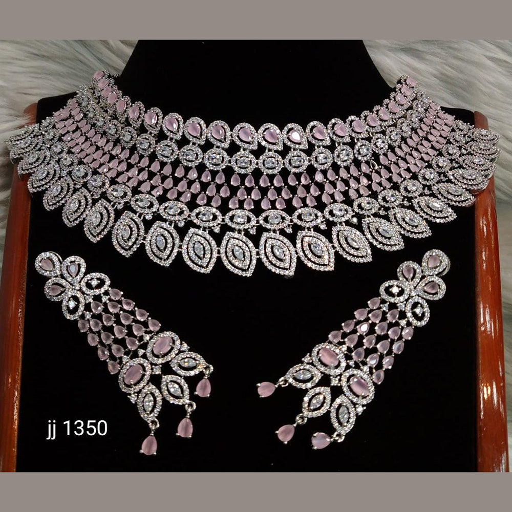 Jain Jewellers American Diamond Necklace Set - 11061593