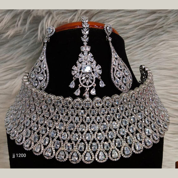 Jain Jewellers American Diamond Necklace Set - 11061596