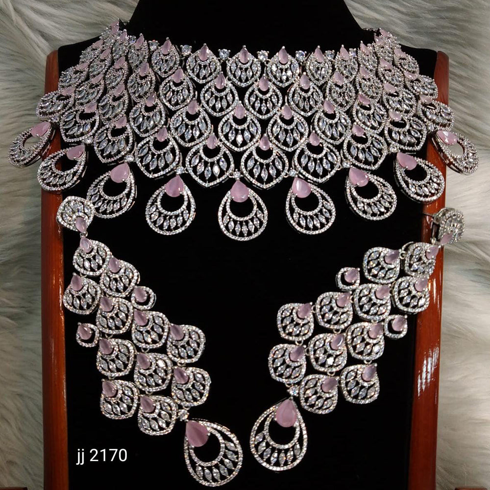 Jain Jewellers American Diamond Necklace Set - 11061597