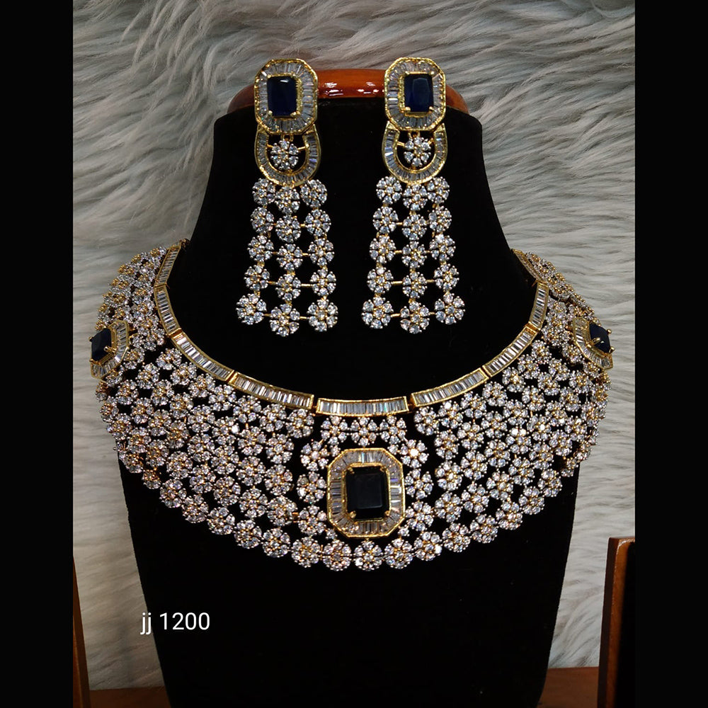 Jain Jewellers American Diamond Necklace Set - 11061604