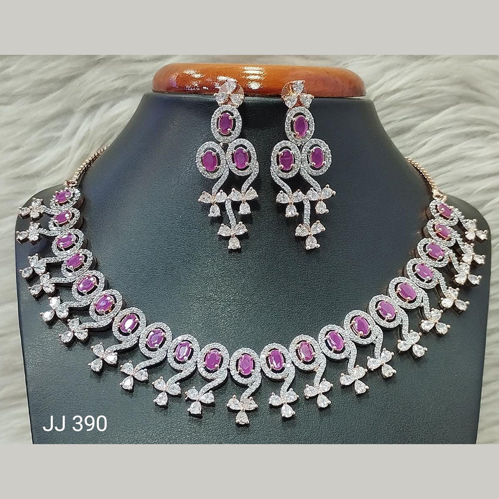 Jain Jewellers American Diamond Necklace Set - 11061613