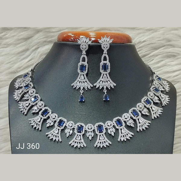 Jain Jewellers American Diamond Necklace Set - 11061626