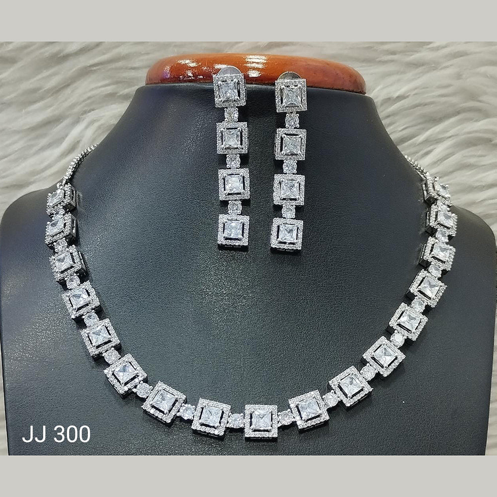 Jain Jewellers American Diamond Necklace Set - 11061629