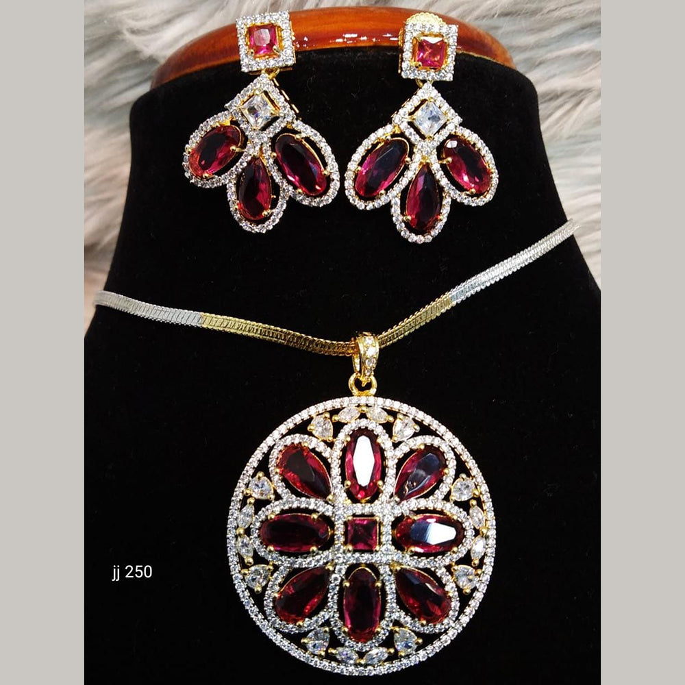 Jain Jewellers Ad Stone Pendant Set - 11061663