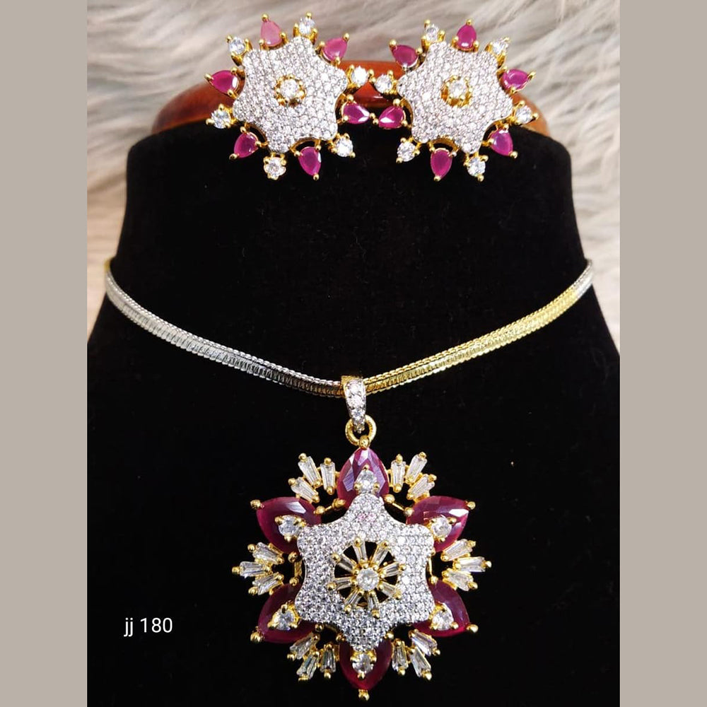 Jain Jewellers Ad Stone Pendant Set - 11061665