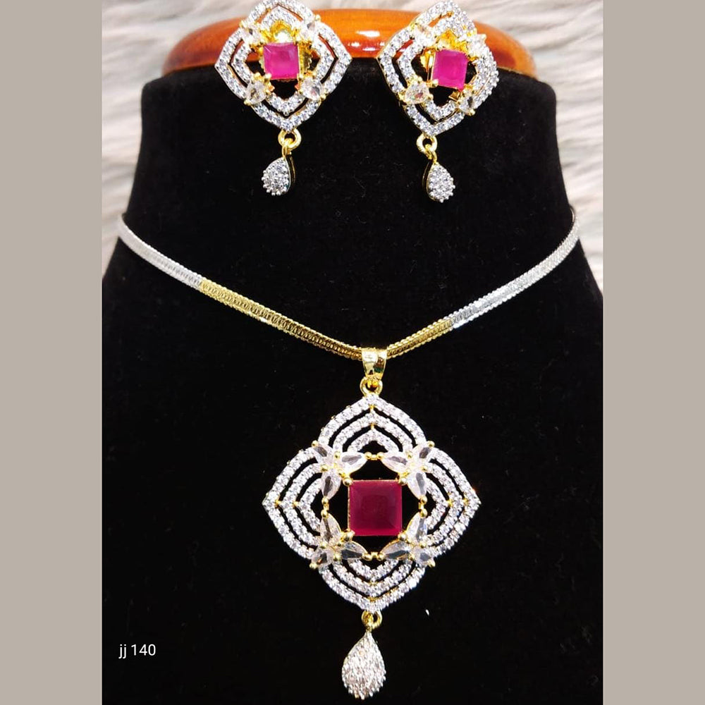 Jain Jewellers Ad Stone Pendant Set - 11061666