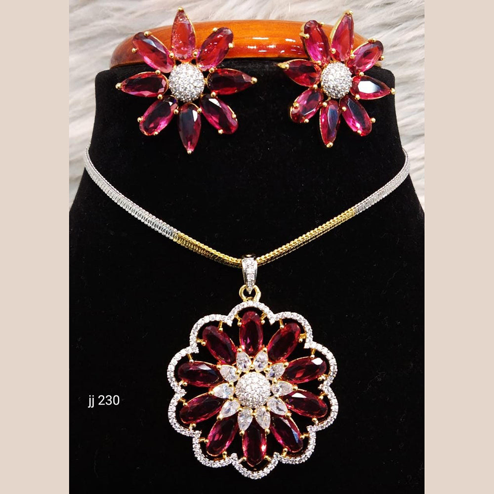 Jain Jewellers Ad Stone Pendant Set - 11061669