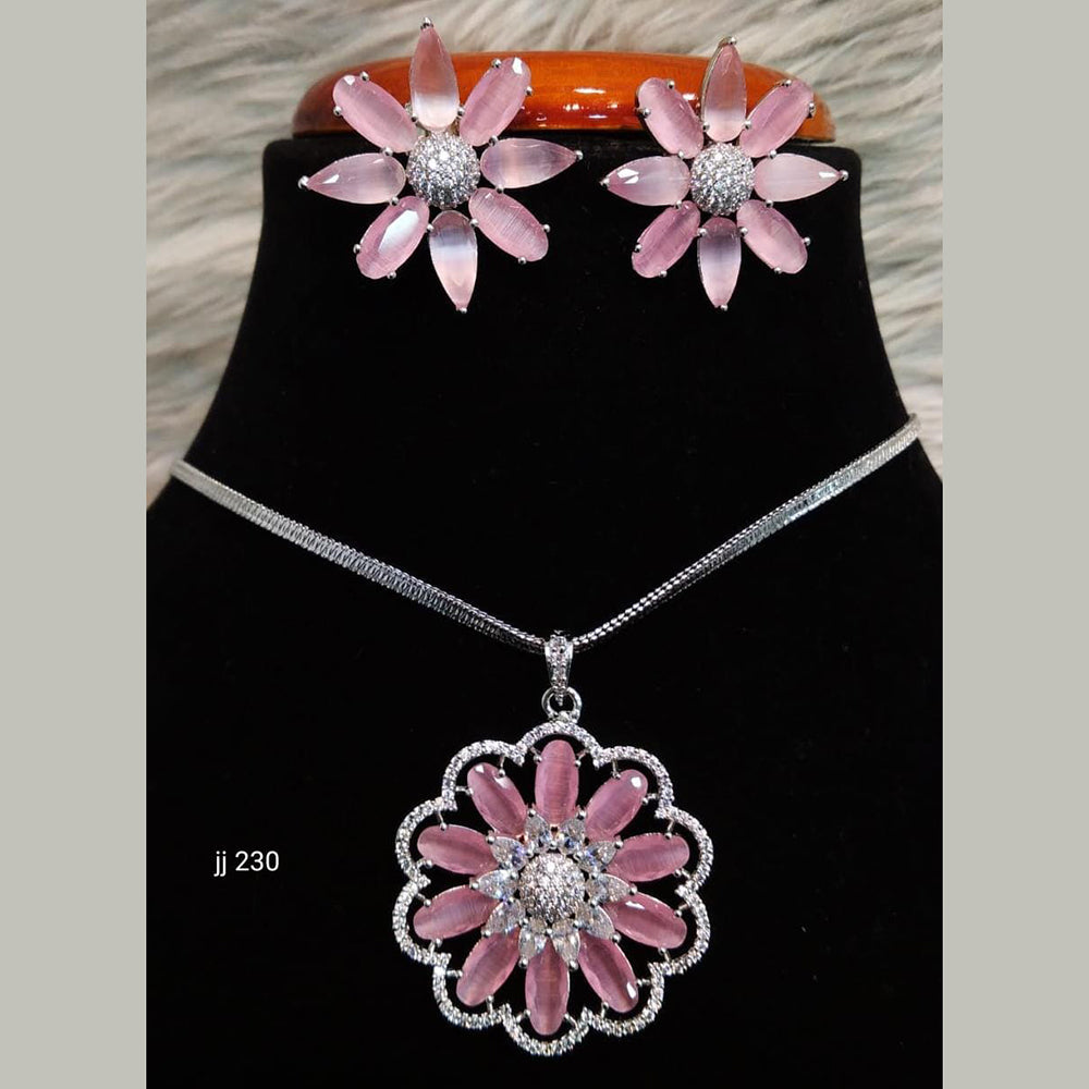 Jain Jewellers Ad Stone Pendant Set - 11061670