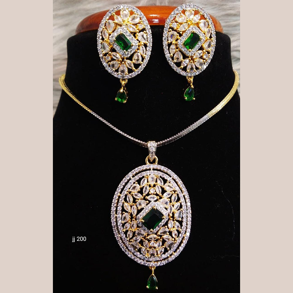 Jain Jewellers Ad Stone Pendant Set - 11061684