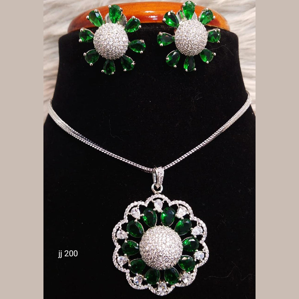 Jain Jewellers Ad Stone Pendant Set - 11061685