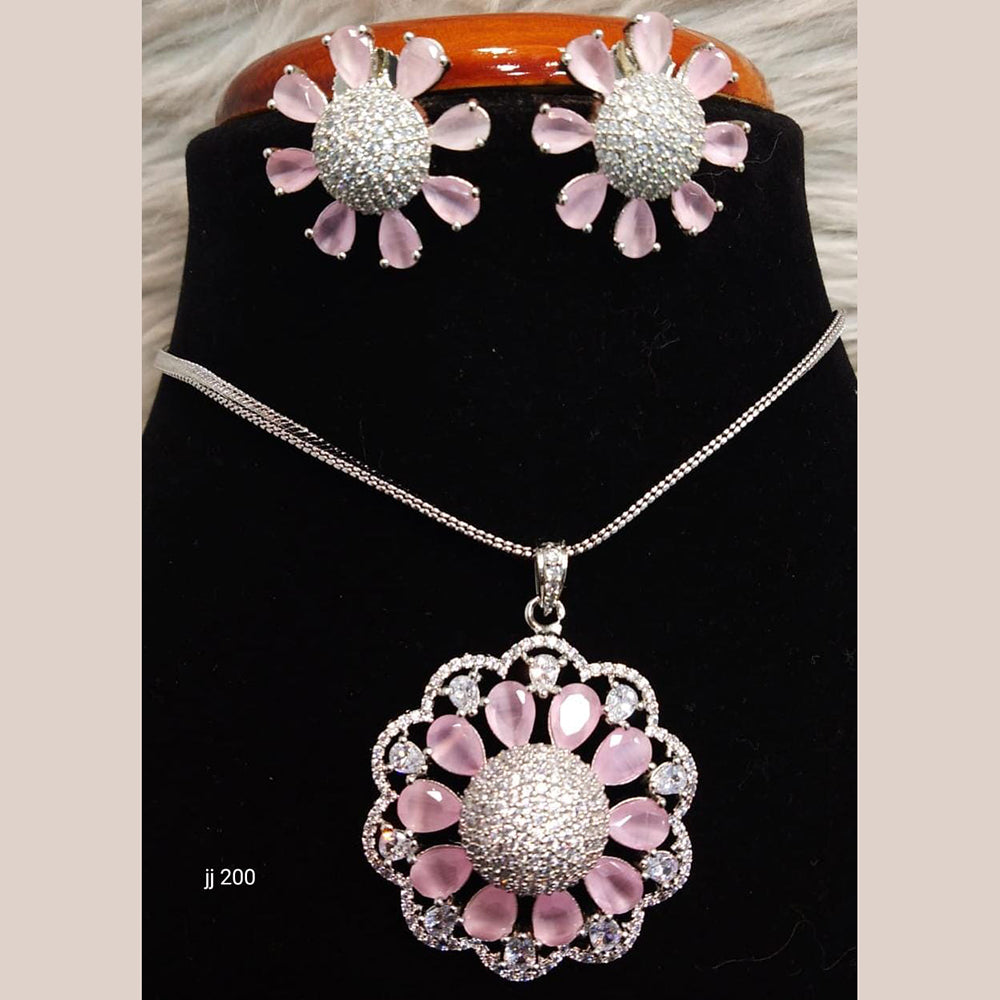 Jain Jewellers Ad Stone Pendant Set - 11061685