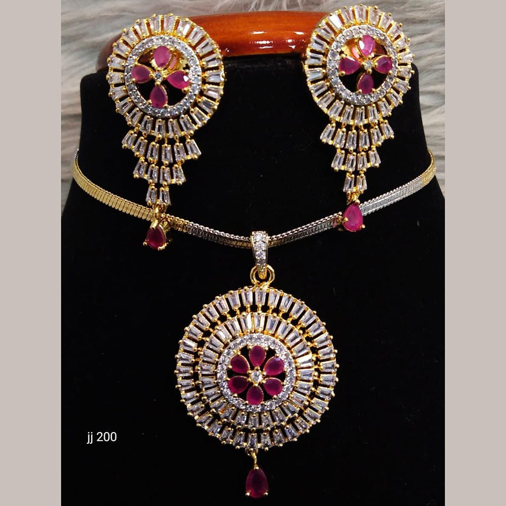 Jain Jewellers Ad Stone Pendant Set - 11061688