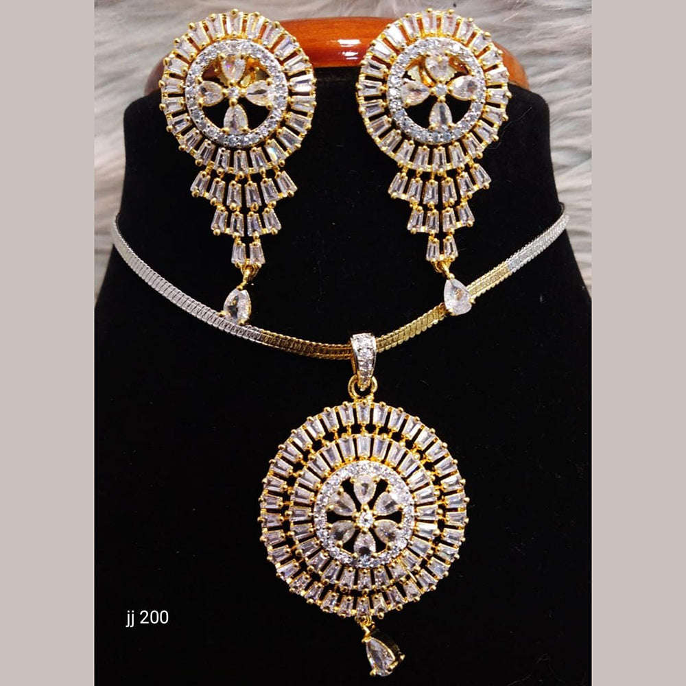 Jain Jewellers Ad Stone Pendant Set - 11061688