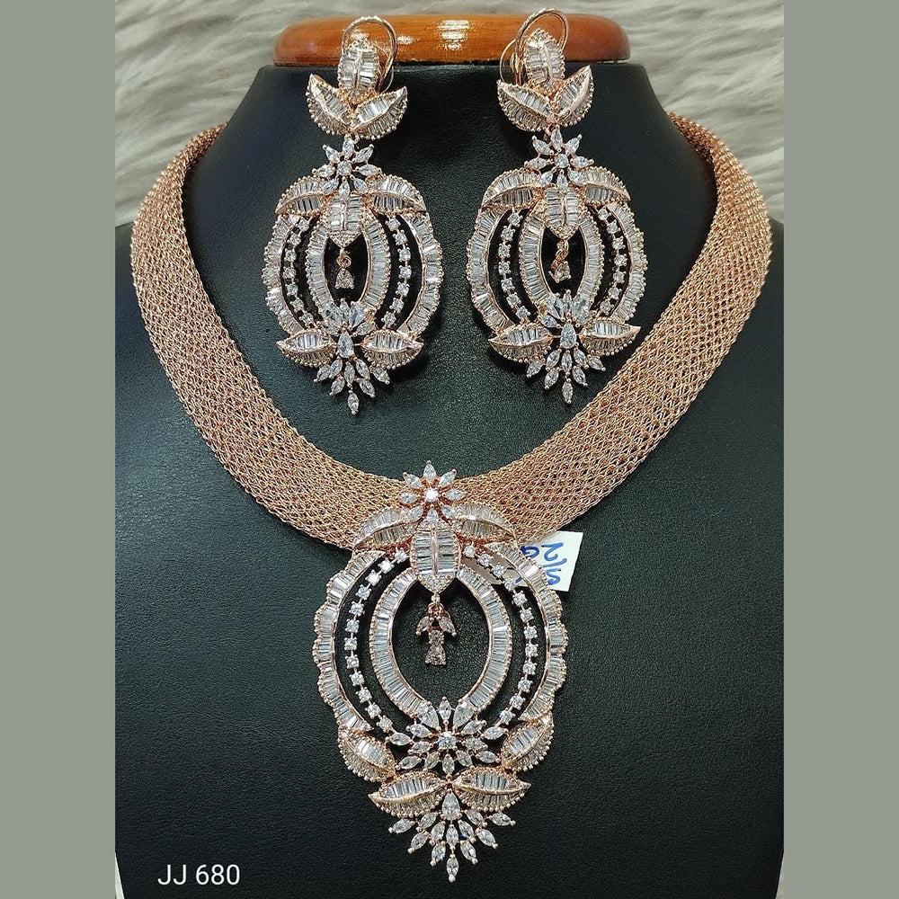 Jain Jewellers American Diamond Necklace Set - 11061699