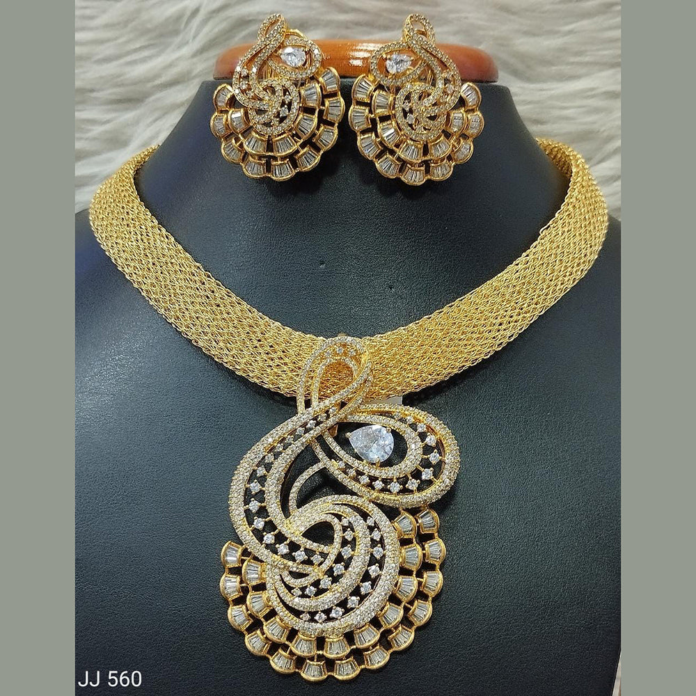 Jain Jewellers American Diamond Necklace Set - 11061702