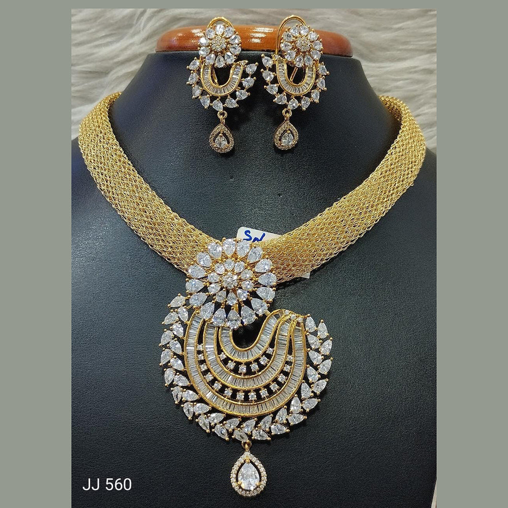 Jain Jewellers American Diamond Necklace Set - 11061703
