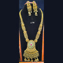 Jain Jewellers Gold Plated Pota Stone Long Haram Necklace Set - 11061709