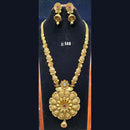 Jain Jewellers Gold Plated Pota Stone Long Haram Necklace Set - 11061710