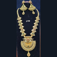 Jain Jewellers Gold Plated Pota Stone Long Haram Necklace Set - 11061712