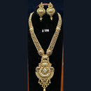 Jain Jewellers Gold Plated Pota Stone Long Haram Necklace Set - 11061713