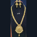 Jain Jewellers Gold Plated Pota Stone Long Haram Necklace Set - 11061714
