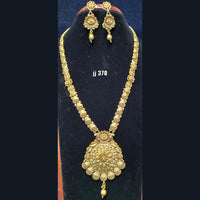Jain Jewellers Gold Plated Pota Stone Long Haram Necklace Set - 11061714