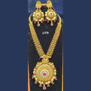 Jain Jewellers Gold Plated Pota Stone Long Haram Necklace Set - 11061717