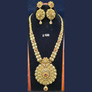 Jain Jewellers Gold Plated Pota Stone Long Haram Necklace Set - 11061719