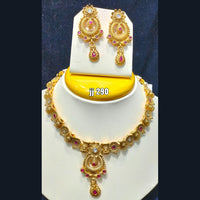 Jain Jewellers Gold Plated Pota Stone Necklace Set