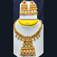 Jain Jewellers Gold Plated Pota Stone Necklace Set