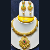 Jain Jewellers Gold Plated Pota Stone Necklace Set