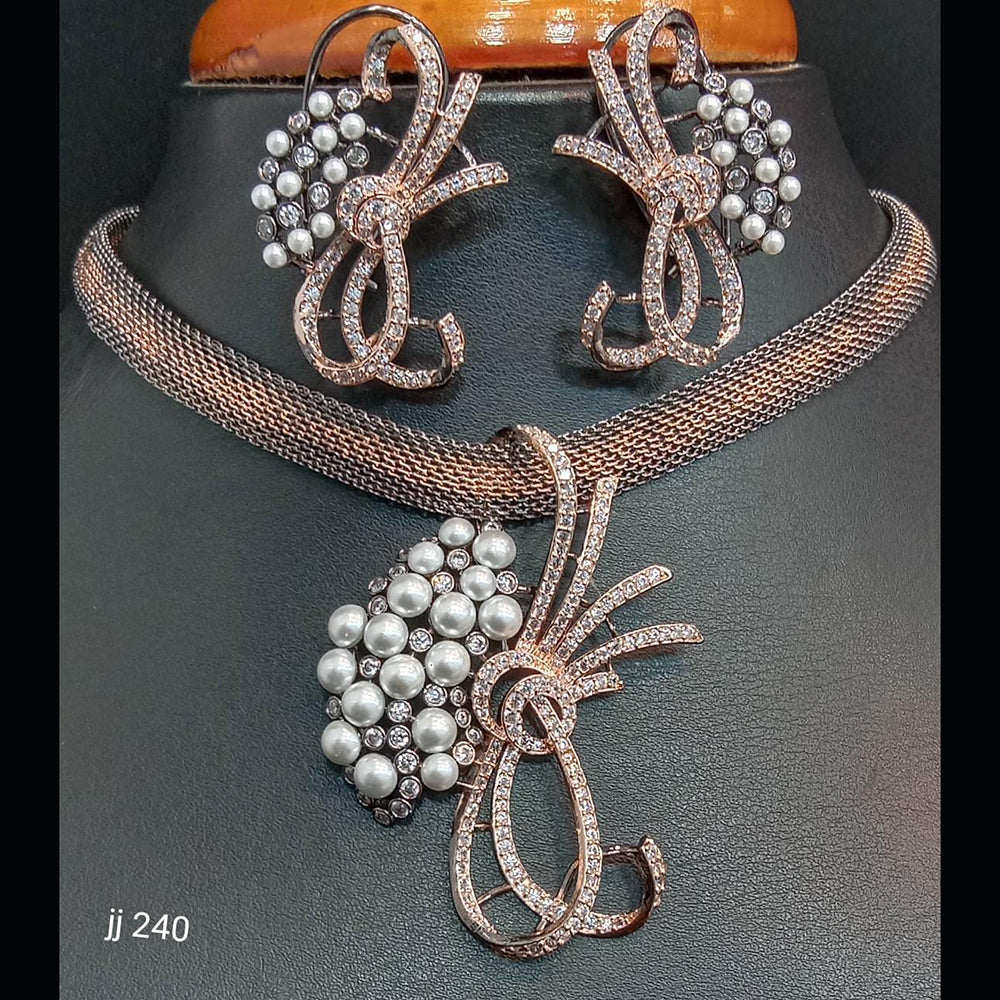 Jain Jewellers American Diamond Necklace Set - 11061737