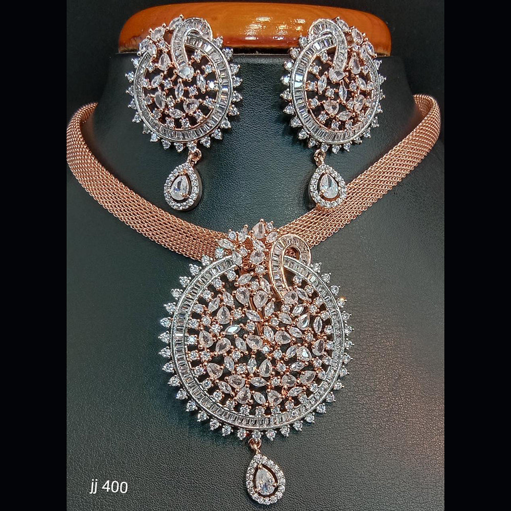 Jain Jewellers American Diamond Necklace Set - 11061740