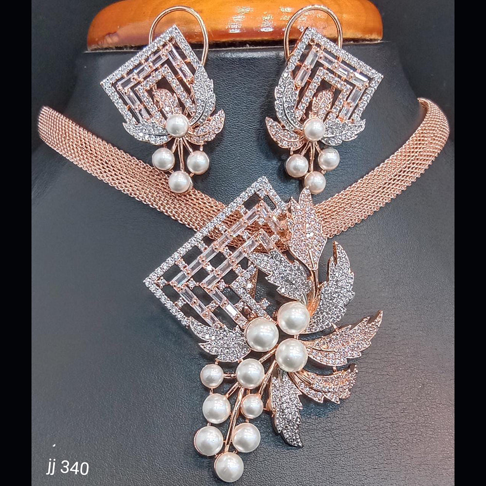 Jain Jewellers American Diamond Necklace Set - 11061742