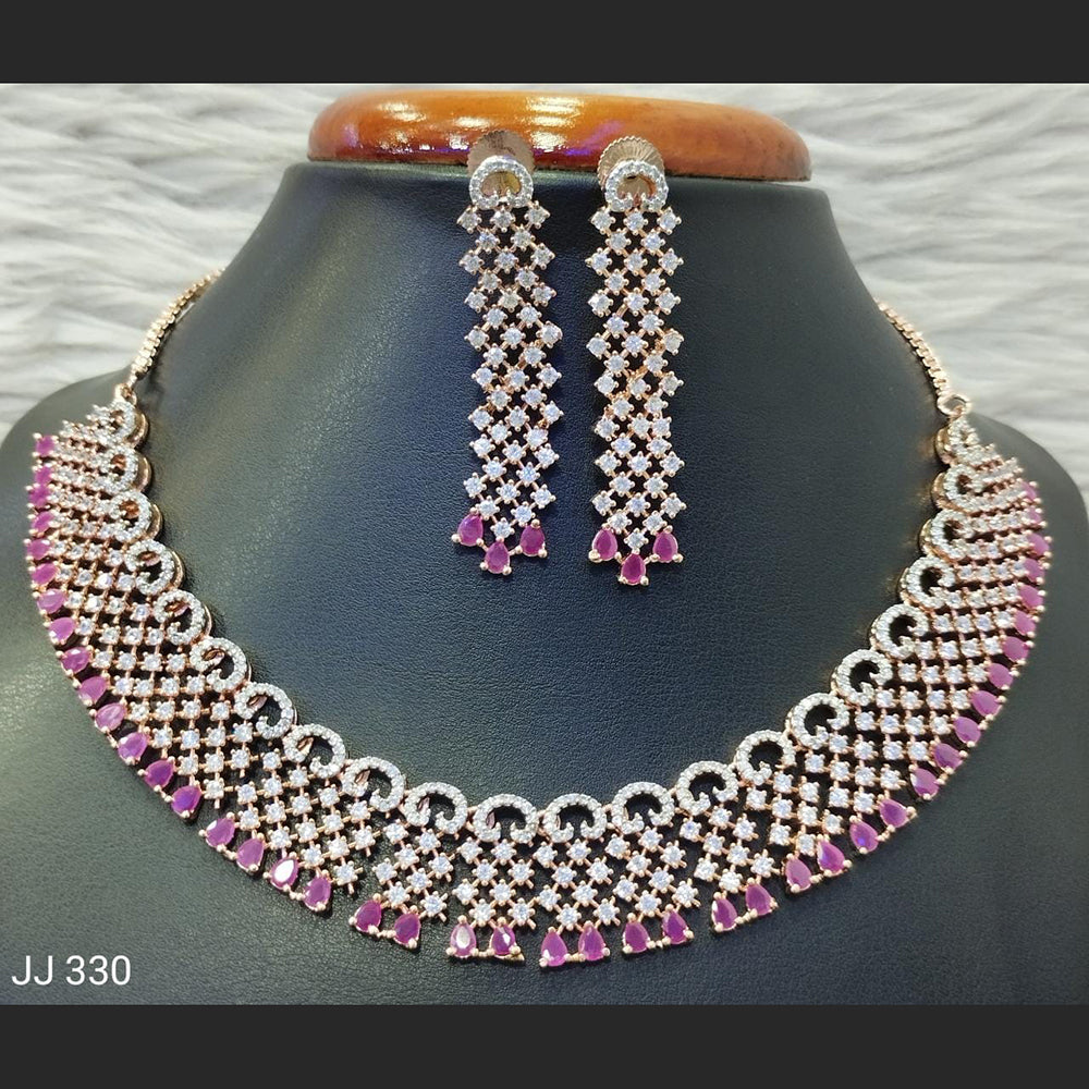 Jain Jewellers American Diamond Necklace Set - 11061756