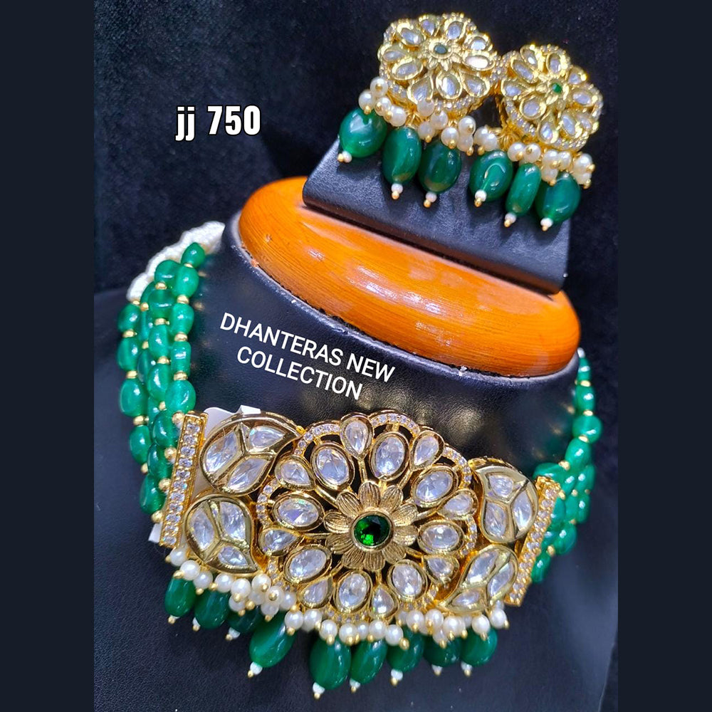 Jain Jewellers Gold Plated Crystal Stone Necklace Set