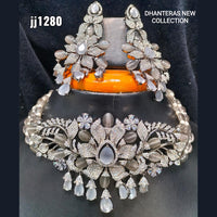 Jain Jewellers Gold Plated Ad Stone Necklace Set