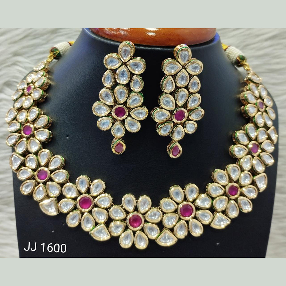 Jain Jewellers Gold Plated Kundan Stone Necklace Set - 11061848