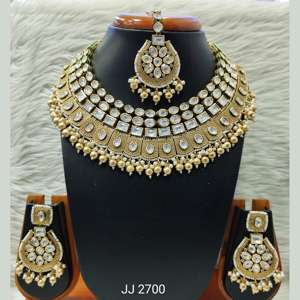 Jain Jewellers Gold Plated Kundan Stone Necklace Set - 11061849