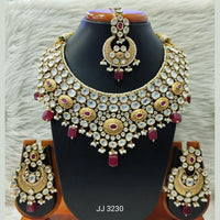 Jain Jewellers Gold Plated Kundan Stone Necklace Set - 11061850