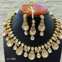 Jain Jewellers Gold Plated Kundan Stone Necklace Set - 11061852