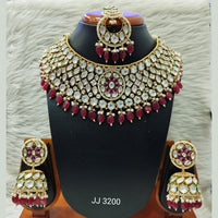Jain Jewellers Gold Plated Kundan Stone Necklace Set - 11061853