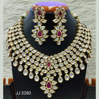 Jain Jewellers Gold Plated Kundan Stone Necklace Set - 11061854