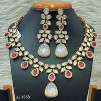 Jain Jewellers Gold Plated Kundan Stone Necklace Set - 11061858