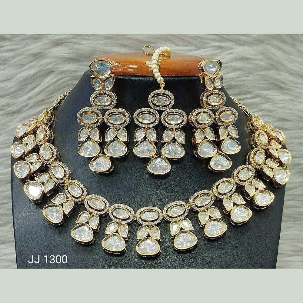 Jain Jewellers Gold Plated Kundan Stone Necklace Set - 11061859