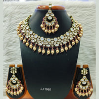 Jain Jewellers Gold Plated Kundan Stone Necklace Set - 11061865